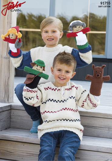 Handdockor till sagan om rödluvan och vargen