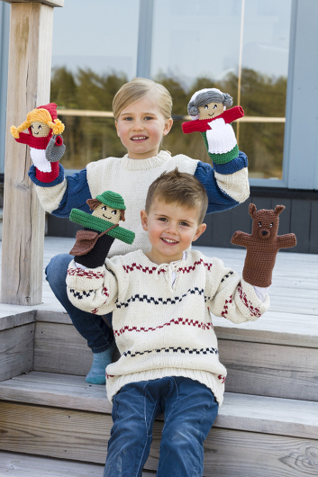 Handdockor till sagan om rödluvan och vargen