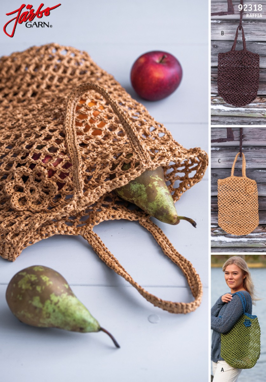 Virkad nätkasse med blomma