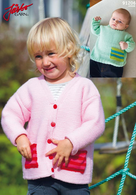 Kofta och tröja med randiga fickor