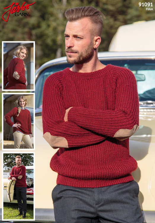 Persson - patentstickad tröja med armbågslappar