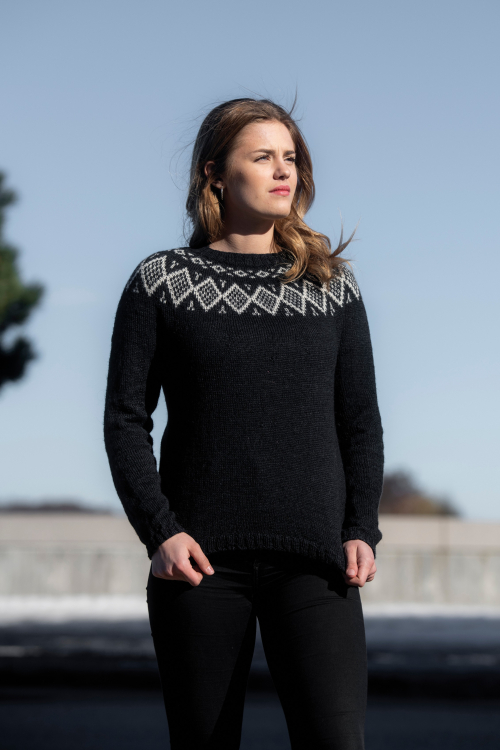 Wilma - oktröja med mönsterbård