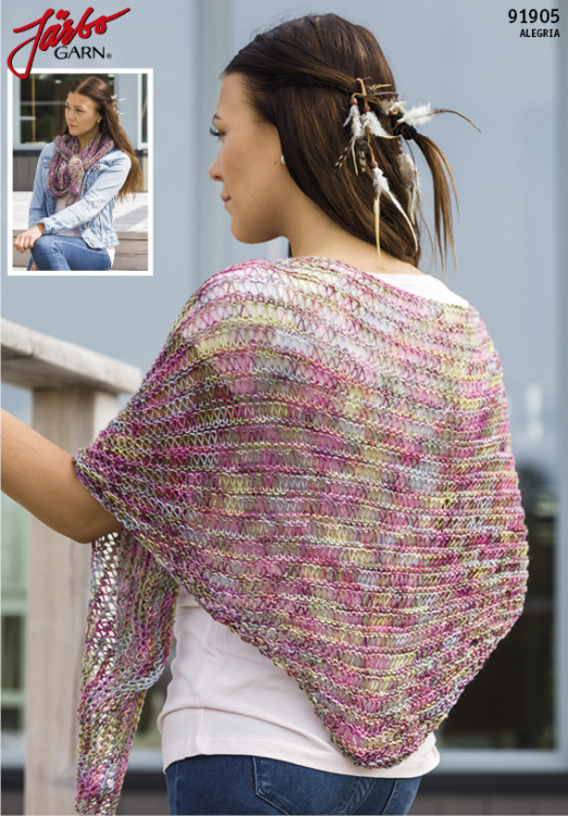 Trekantssjal med tappade maskor