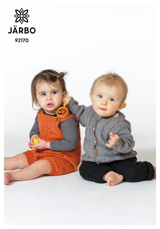 Babyset - kofta, långbyxa och hängselbyxa med flätmönster 