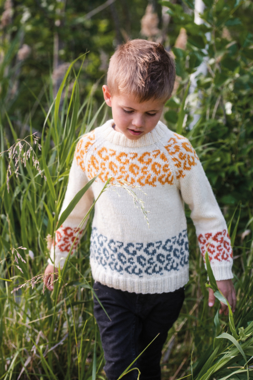 Leo - raglantröja med leopardmönster till stora och små