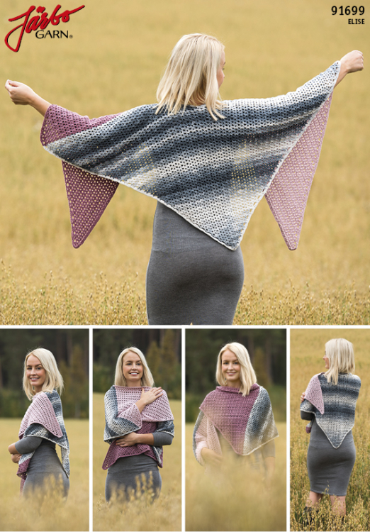 Virkad sjal med snäckmönster