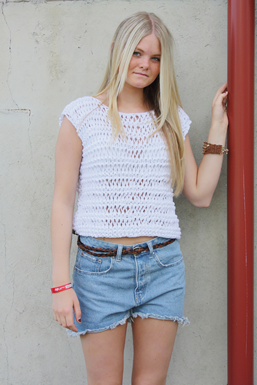 Grovt linne i rätstickning & långa maskor