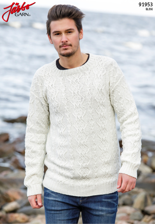 Flätstickad fiskartröja till herr