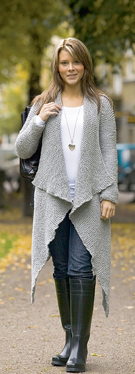 Rätstickad långkofta